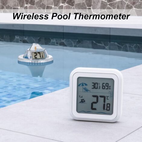 Termometro galleggiante wireless per piscine con triplo schermo LCD, monitor per la temperatura dell'acqua esterna per piscine, acquari e laghetti (versione aggiornata)