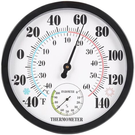 Termómetro higrómetro 2 en 1 para interiores y exteriores con pantalla acrílica de 25 cm, termómetro automático para interiores, invernaderos y jardines.