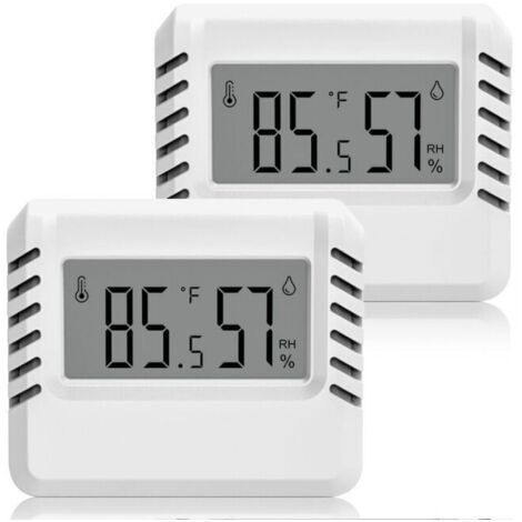 Termómetro higrómetro digital, paquete de 2 mini termómetros para interiores, pantalla LCD grande, portátil, registro de mín./máx.