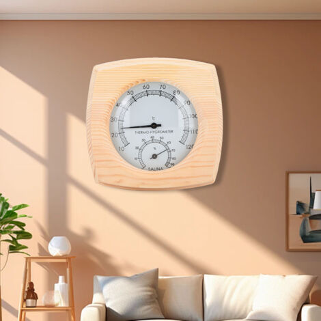 Termómetro-higrómetro digital para saunas: medidor de humedad y temperatura, a prueba de explosiones, modelo clásico de madera de abeto.