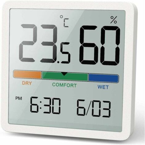 Termómetro/higrómetro digital portátil de alta precisión. Ideal para controlar la temperatura ambiente, el aire ambiente y el clima.