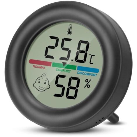 Termometro igrometro digitale portatile per temperatura e umidità interna con indicatore del livello di comfort e supporto per incubatrici, ufficio, cucina (1 pezzo)