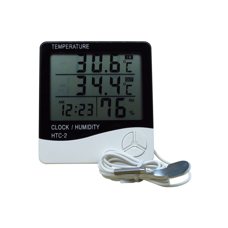 Image of Trade Shop Traesio - Trade Shop - Termometro Igrometro Digitale Temperatura Umidita' Ora Data Casa Htc-2 Con Sonda