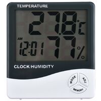 Termometro Igrometro Orologio Digitale Data Con Display Lcd 12/24 Ore Allarme