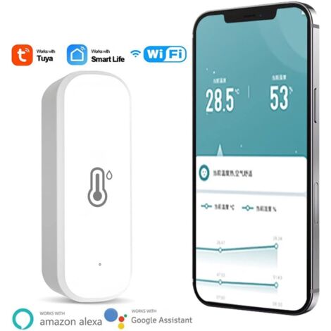 Termometro igrometro WiFi, 4 confezioni di sensori di temperatura e umidità intelligenti Tuya WiFi, monitor intelligente della temperatura ambiente per bambini, casa, giardino, ufficio 70 x 24 x 19 mm