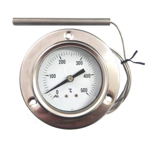 Termometro in acciaio inox da 0-500 °C per forni per pizza, barbecue, forni a legna, ecc.