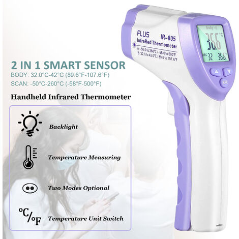 Termometro infrarrojo digital de la frente del oido, para la industria y el cuerpo