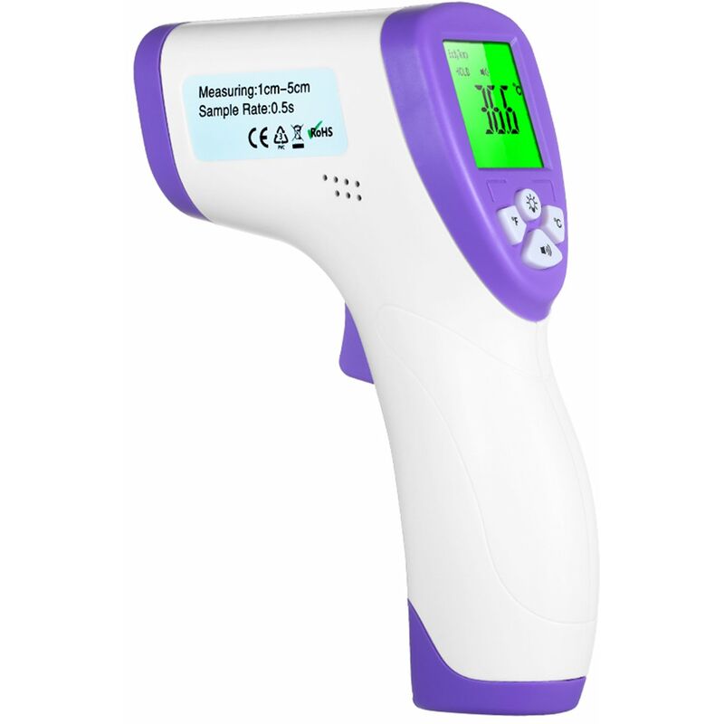 

Happyshopping - Termometro infrarrojo digital LCD Termometro infrarrojo sin contacto ° C / ° F Medicion de la temperatura corporal en la frente Luz
