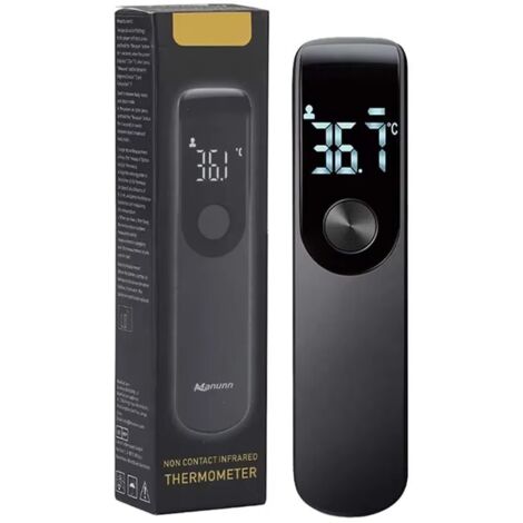 Termómetro infrarrojo frontal sin contacto, pantalla LED digital, medición de temperatura corporal, color negro