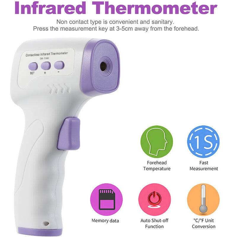 

Termometro infrarrojo sin contacto del arma complejo frente a una temperatura es adecuada para bebes, ninos y adultos (livresans baterias)