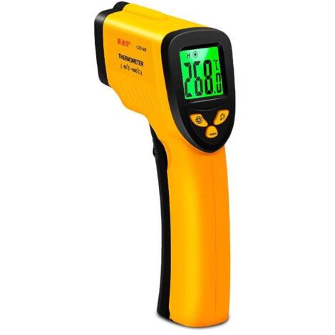 Termómetro infrarrojo, termómetro láser infrarrojo sin contacto, de -50 °C a 550 °C, pantalla LCD retroiluminada, no apto para humanos.