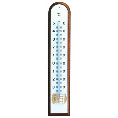 Termometro Interno Esterno  Monocolonna Base Legno Noce  Cm 20x4