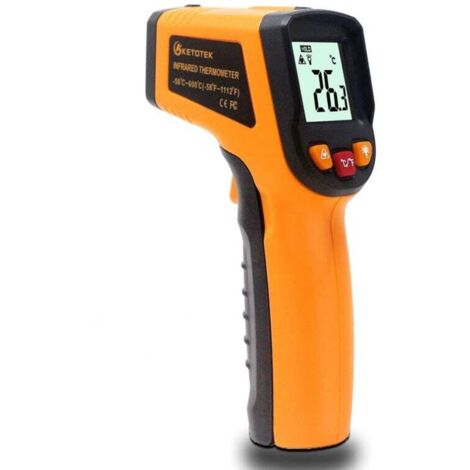 Termómetro láser infrarrojo digital de -50-600 °C, con grabadora de alimentos profesional (amarillo)