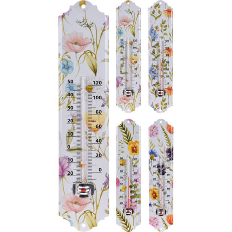 TERMOMETRO METAL FLORES 29,5x6,5 CM