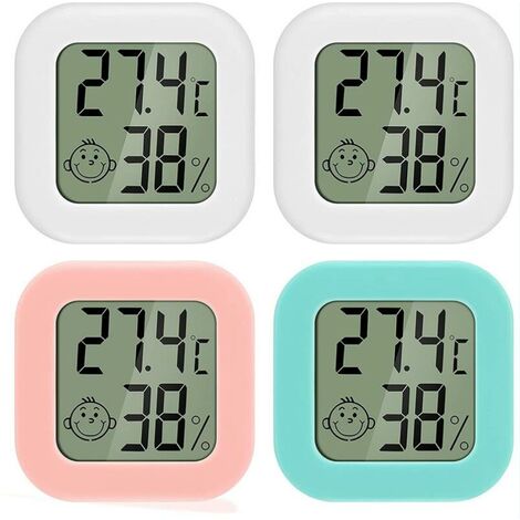Termómetro microlcd de 4 PCS - Medidor de humedad interior digital - Medidor de nivel de termómetro Verde 1, Rosa 1, Blanco 2