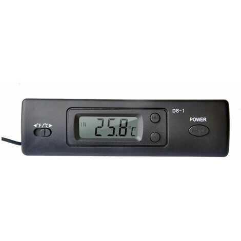 Termometro Mini termometro per auto Termometro elettronico con display funzione tempo con sonda DS-1, nero - nero