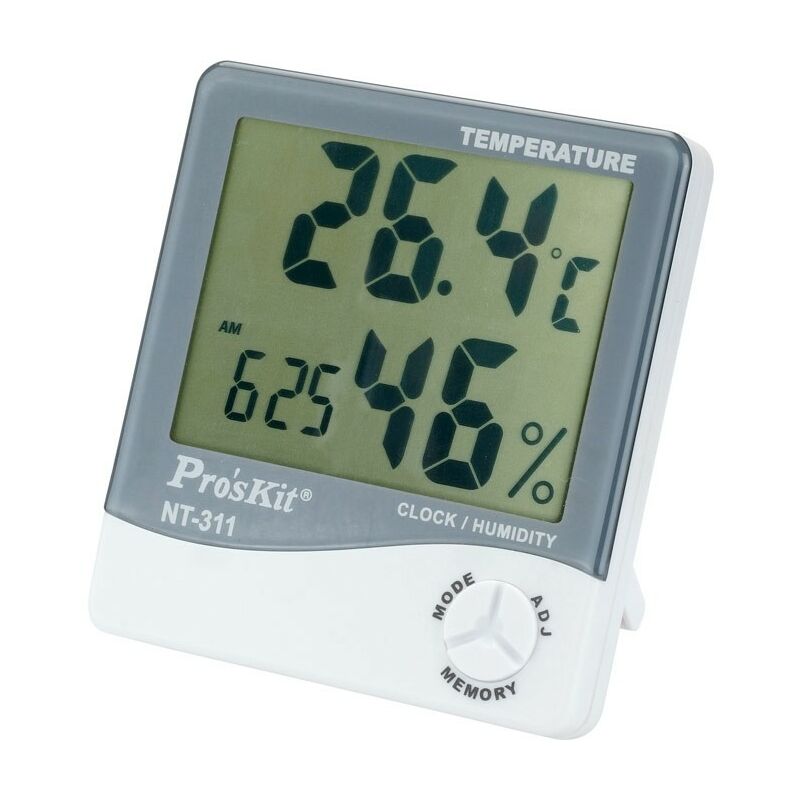Image of Termometro Misuratore della temperatura e dell'umidità con grande display dell'orologio interno Proskit NT-311