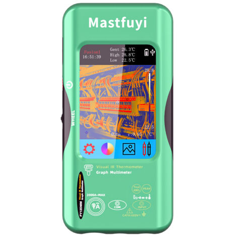 Termometro multimetro 2 in 1, termografia 320x320, touchscreen da 3,98 pollici, 15 tavolozze di colori