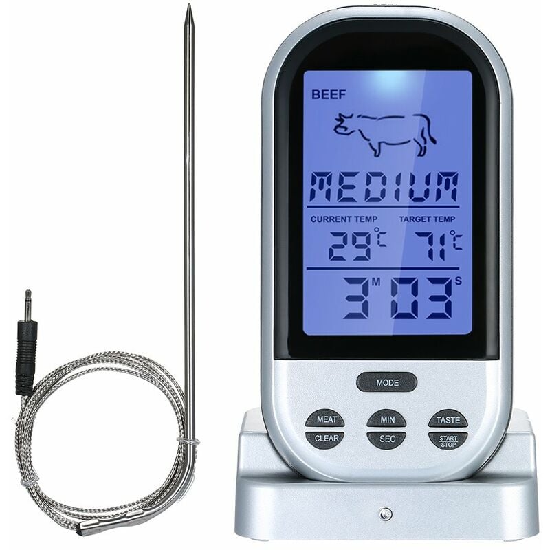 

Happyshopping - Termometro para barbacoa inalambrico, sonda de aguja unica, termometro para barbacoa, sin bateria