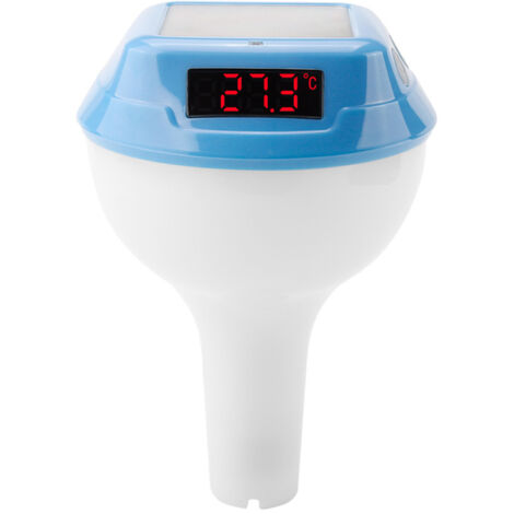 Termómetro para piscina, modo dual, carga solar (Tipo-C), iluminación LED RGB, temporizador, IP68, azul