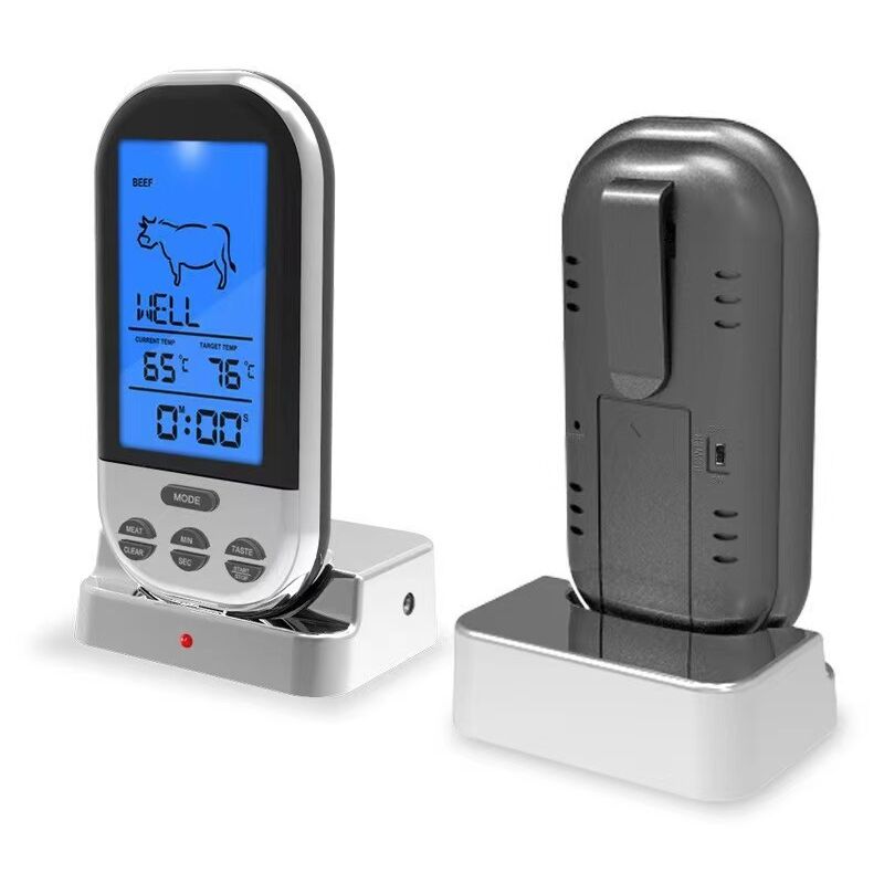 Image of Sjqka - Termometro per barbecue wireless da cucina, forchetta per barbecue intelligente, display digitale elettronico, termometro per barbecue,