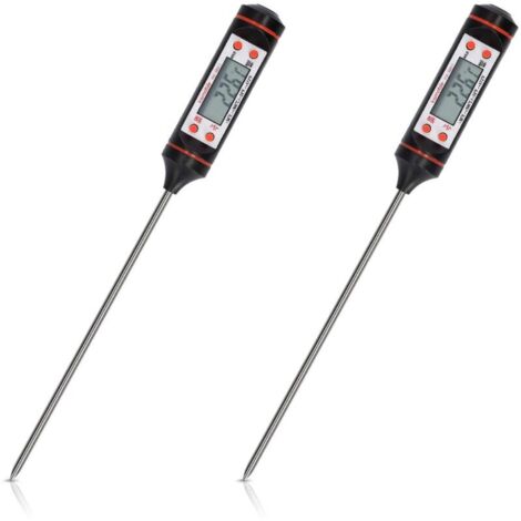 Termometro per carne KZQ 2x - Sonda da cucina per alimenti per una cottura precisa di prodotti da forno liquidi - Temperatura della termosonda su display LCD