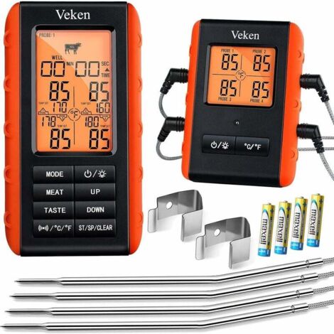Termometro per carne wireless, termometro per barbecue a 4 sonde, per fornello affumicatore per barbecue, termometro da cucina digitale per uomini e donne, regali per barbecue, cucina a distanza fino 