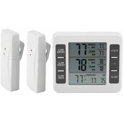 Termometro per frigorifero e congelatore, allarme digitale, allarme sonoro con sensore wireless, display min/max