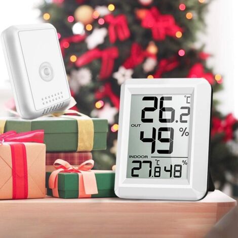 Termometro per interni ed esterni, termometro intelligente con sensore esterno wireless, termometro e igrometro digitale con ampio schermo LCD, commutazione ℃/℉, per ufficio, casa, camera da letto, 67