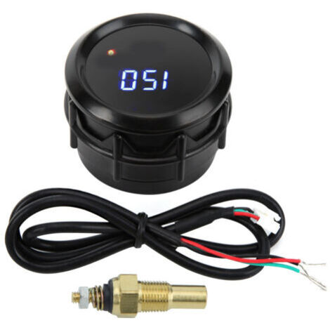 Termometro per olio da 52 mm con sensore 40-150 °C e display digitale a LED blu.