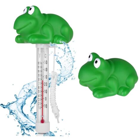 Termometro per piscina, termometro galleggiante per piscina, termometro per piscina con corda, termometro galleggiante per piscina per piscine, spa, acquari, laghetti per pesci (rana)