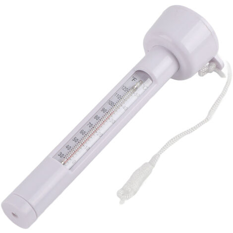 Termometro portatile in PP con cordino, ideale per piscina, vasca da bagno, laghetto, spiaggia, intervallo di temperatura 0-50 ℃ (30-120 ℉), colore bianco.
