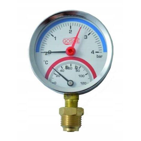 TERMOMETRO RADIALE 80MM 0-6 BAR 0-120°C 1/2""