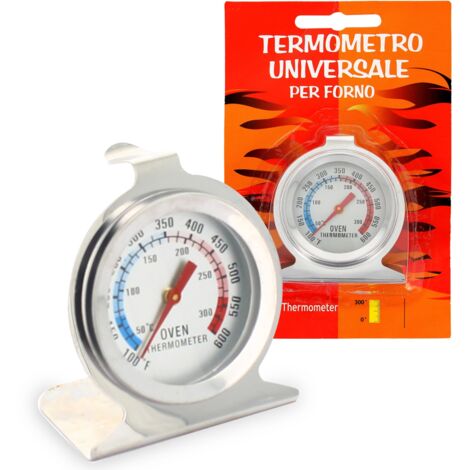 TERMOMETRO UNIVERSALE ACCIAIO PER FORNO E BARBECUE 0 - 300 GRADI