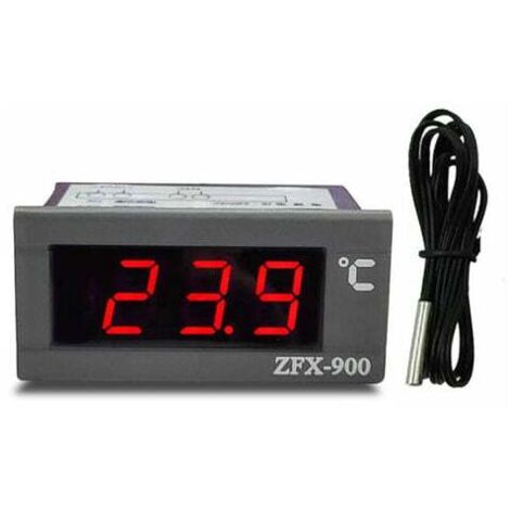 Termómetro ZFX-900 con indicador de temperatura integrado y panel digital inteligente para refrigeradores, congeladores y armarios frigoríficos, color negro.