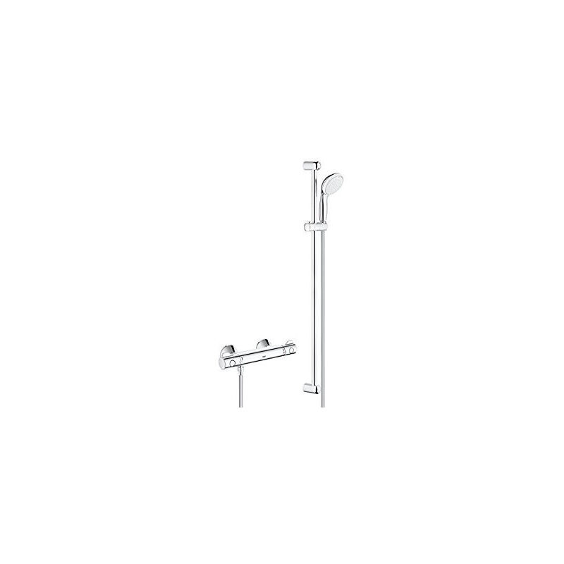 Grohtherm 800 1/2″ thermostatic shower mixer with shower set, chrome (34566001) - Grohe