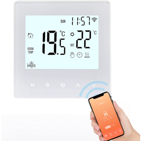 Termostato a parete intelligente programmabile compatibile con riscaldamento a pavimento, display LCD digitale, regolatore di temperatura WiFi da 3A, termostato connesso