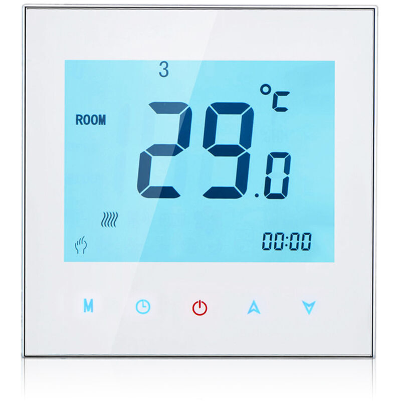 Xisrens Schwarz Termostato De Agua Eosnow Con Pantalla Táctil Lcd, Programable Semanalmente, 5 A, Ca 95-240 V, Controlador De Temperatura Ambiente