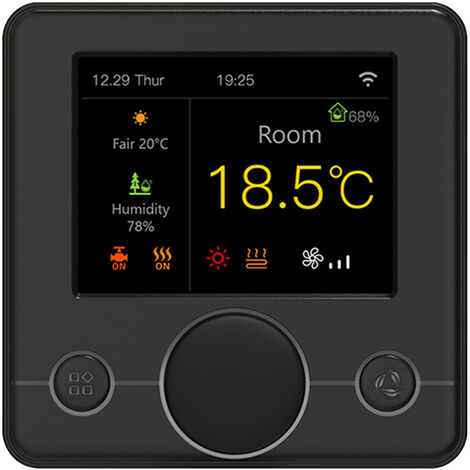 Termostato de bobina de ventilador WiFi inteligente 3A con pantalla LCD colorida RGB Termostato inteligente Controlador de temperatura constante para interiores Termostato programable digital (negro)