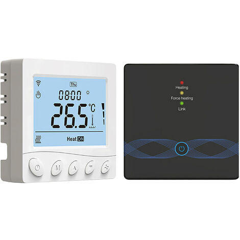 Termostato de caldera inteligente 2.4GHz WIFI con receptor Pantalla LCD de 3,2 pulgadas Termostato inteligente con aplicación y control de voz Termostato programable digital (Negro)