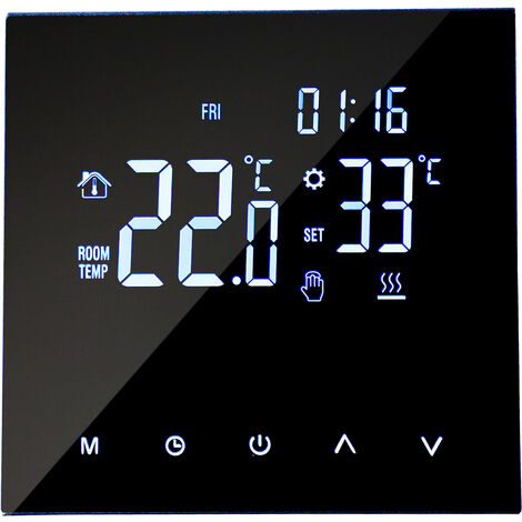 Termostato de calefacción inteligente Controlador de temperatura digital Pantalla táctil Pantalla LCD Semana Programable Calefacción por suelo radiante y Termostato de caldera de gas Anticongelante pa