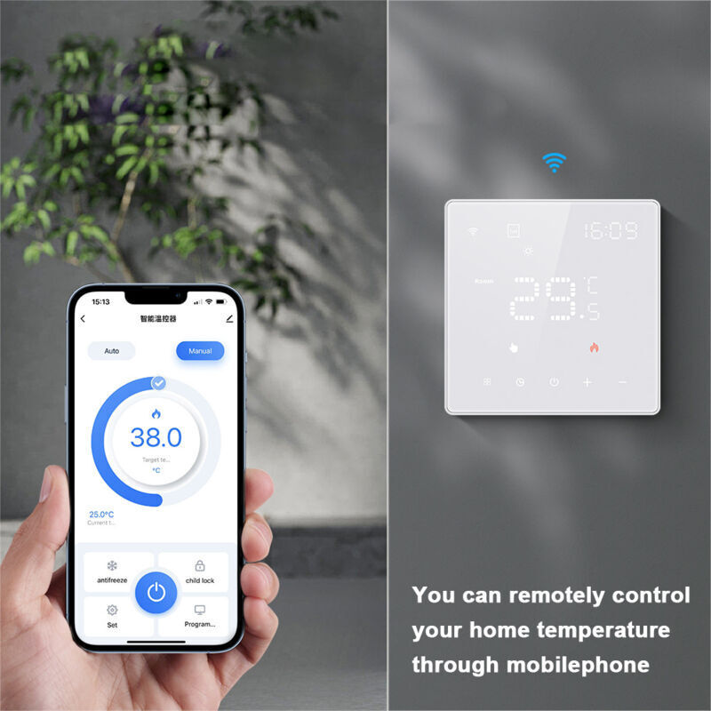 Xisrens Schwarz Termostato De Calefacción Inteligente Eosnow Con Pantalla Digital Y Controlador De Temperatura Para Panel De Control Táctil Tuya Wifi