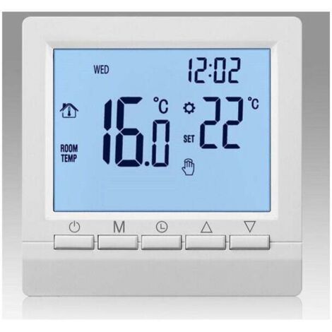 Termostato de calefacción para caldera de gas, 1,5 V, controlador de temperatura a batería con retroiluminación blanca para calderas, programable semanalmente.
