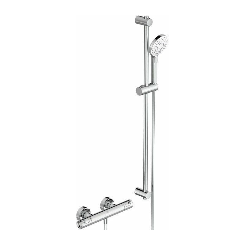 

Termostato de ducha CERATHERM 50 proyección 78 mm cromado con juego de ducha, barra de ducha 900 mm ESTÁNDAR IDEAL
