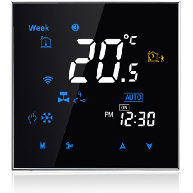 

Termostato de habitacion inteligente de voz Wifi de dos tubos, controlador de temperatura programable digital, BAC-3000ALW, negro