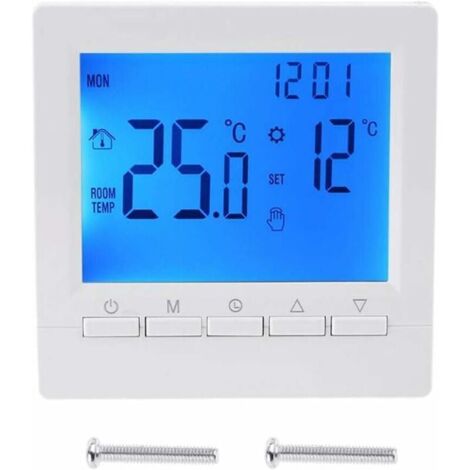 Termostato de pared inteligente con pantalla LCD para calefacción por suelo radiante - Retroiluminación azul Ulisem