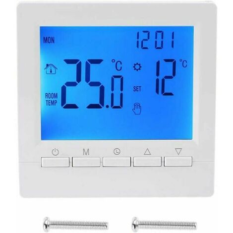 Termostato de pared inteligente con pantalla LCD para suelo radiante - Luz de fondo azul