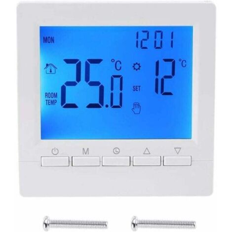 Termostato de pared inteligente con pantalla LCD para suelo radiante - Retroiluminación azul Ulisem