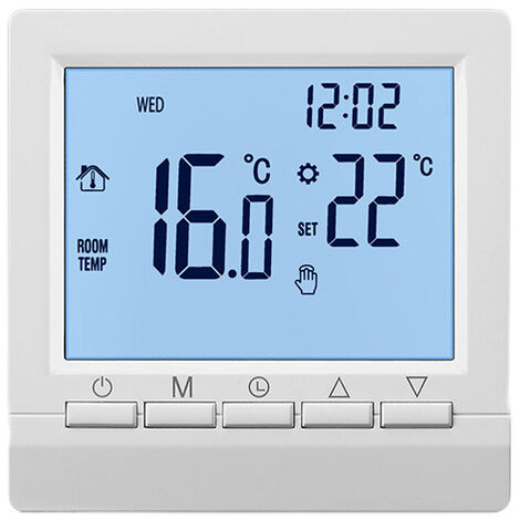 Termostato de pared inteligente con pantalla LCD para suelo radiante - Retroiluminación blanca
