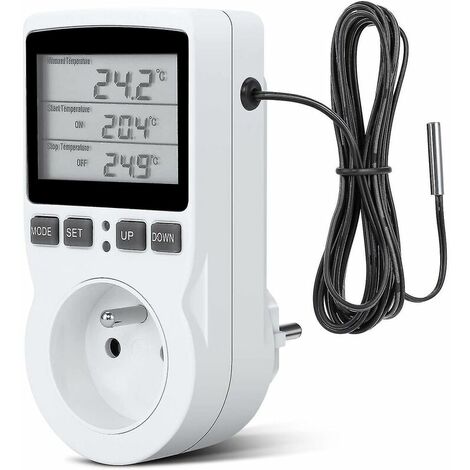 Termostato de refrigeración digital/calefacción, controlador de temperatura Lcd, 230v para controlador de temperatura de granja de invernadero/termostato de terrario (enchufe)